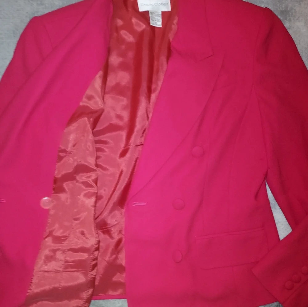 Sale🥳Balmain style Fuchsia Double Breasted Shoulder Padded Blazer - Picture 5 of 7